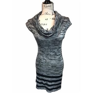 Candie's Cap Sleeve Cowl Neck grey and black dress